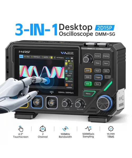 FNIRSI® 2D15P 3'ü 1 Arada Masaüstü 2 Kanallı 100MHz Fosfor Osiloskop Multimetre FNIRSI® 2D15P 3'ü 1 Arada Masaüstü 2 Kanallı 100MHz Fosfor Osiloskop Multimetre